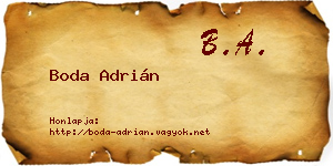 Boda Adrián névjegykártya